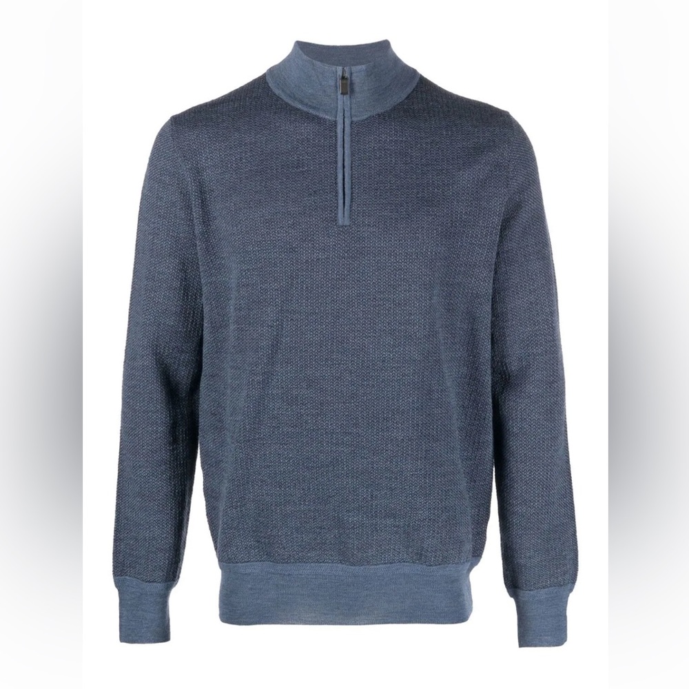 CANALI Italian High-Neck Zip Pullover Jumper - Size 50